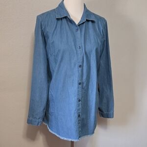 Joan Rivers Blue Button Down Shirt